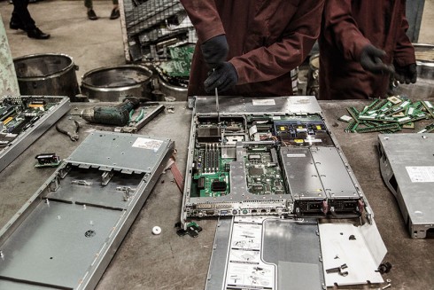 PCBs being separated from hard drives at Attero’s Roorkee plant
