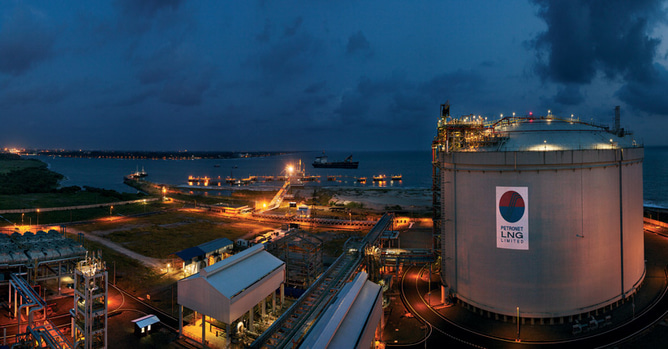 The jetty (previous spread) and two storage tanks of 155,000 cubic metres cumulative capacity were built by Afcons for LNG Petronet’s Kochi project.